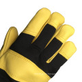 Winter warmes gelbe Ziegenleder Fleece Futterhaut Hochleistungsgartenarbeit Lederfahrer Handschuhe